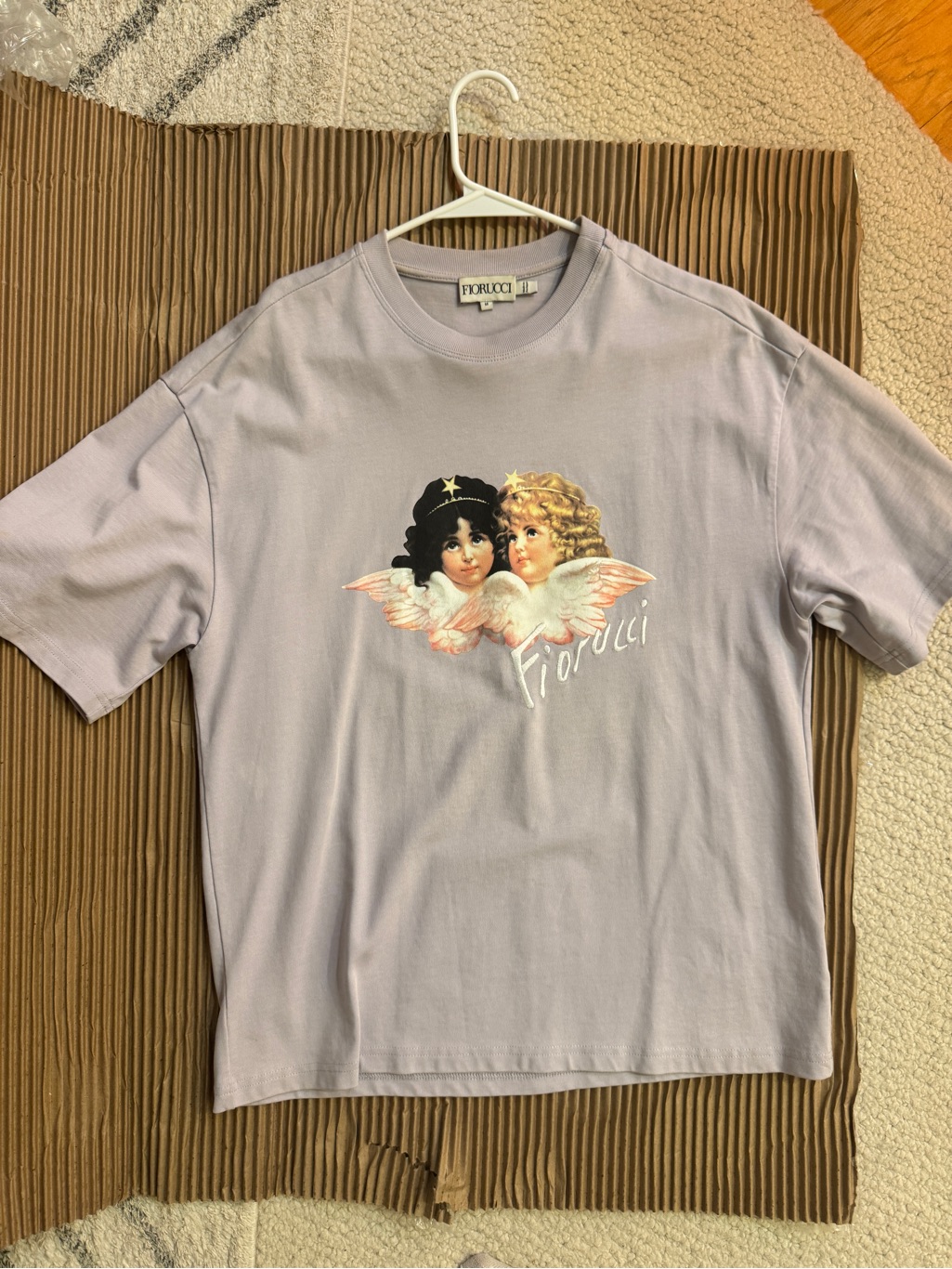 100% Authentic Fiorucci Heavy Weight T-Shirt In Soft Lavender